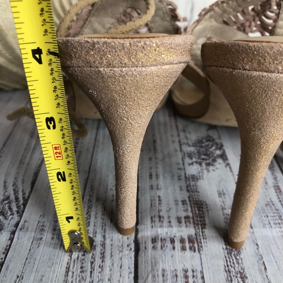 Joie iridescent tan gladiator strap peep toe heels - Picture 6 of 10